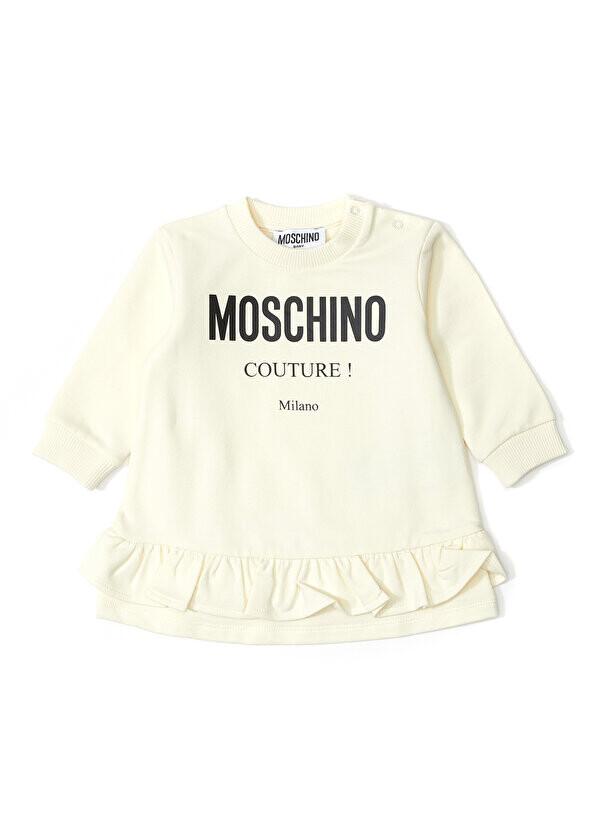 

Белое платье с логотипом для девочки Moschino