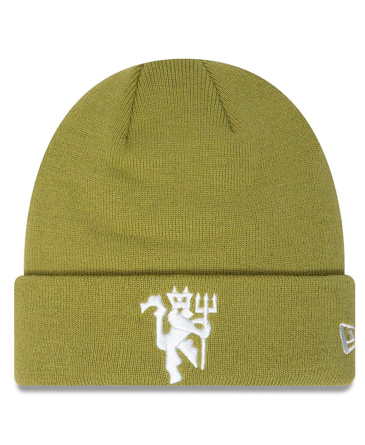 

Мужская зеленая вязаная шапка с манжетами Manchester United Team New Era