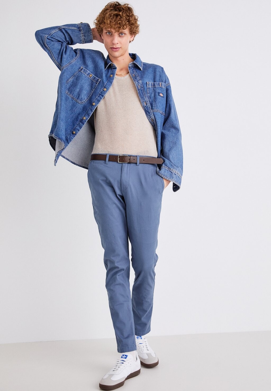 

Чино Jpstmarco Jjdave With Belt Jack & Jones, синий фарфор