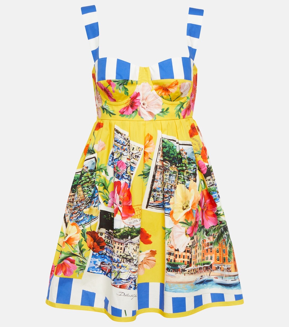 

Мини-платье Portofino из хлопка с принтом DOLCE&GABBANA, разноцветный