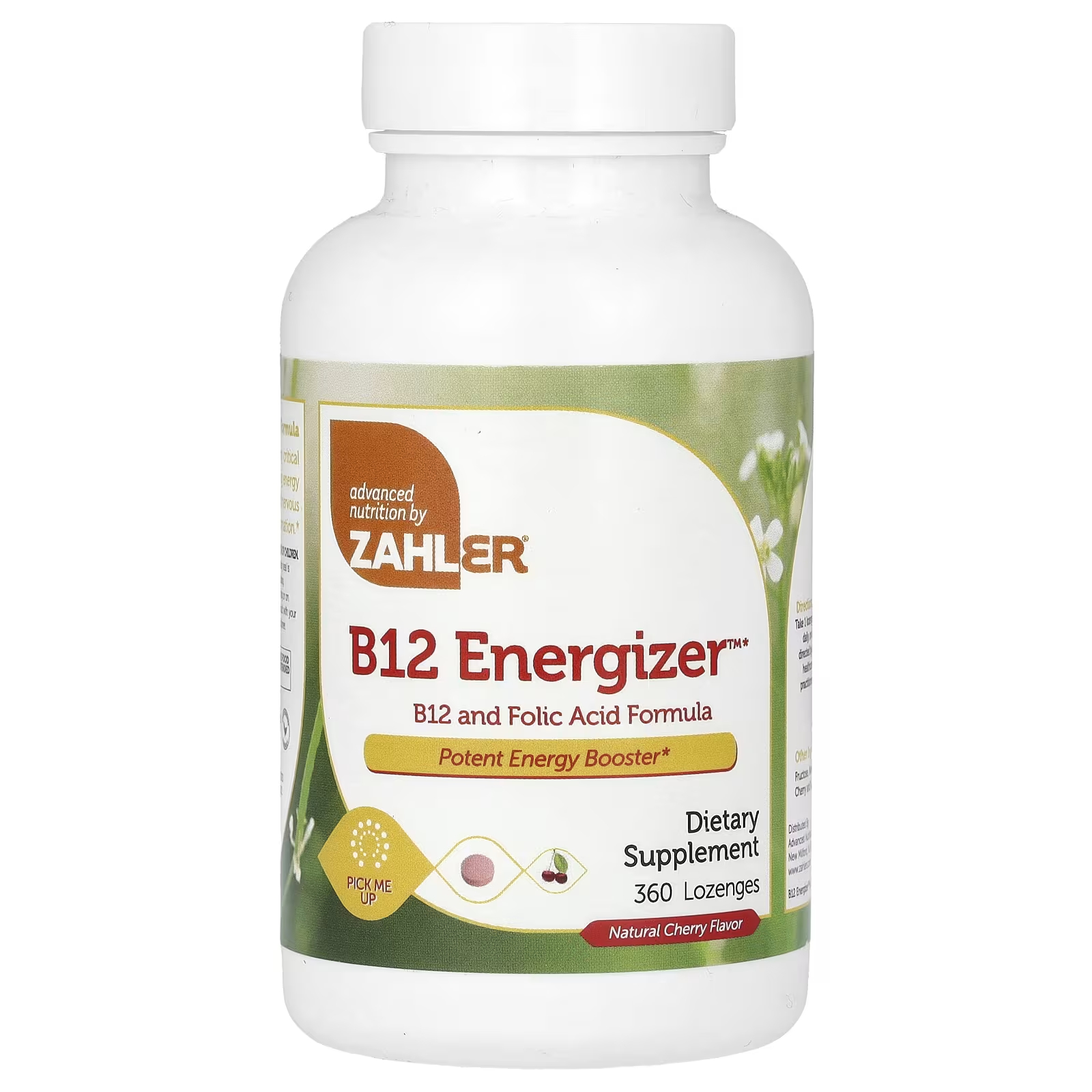 Пищевая добавка Zahler B12 Energizer B12 и формула фолиевой кислоты с натуральной вишней, 360 пастилок витамин b12 и фолиевая кислота zahler b12 energizer с натуральным вишневым вкусом 90 пастилок