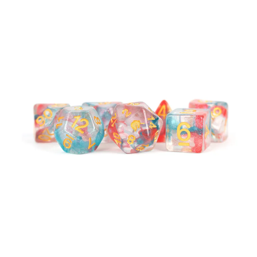 

Poly Set Astral Swell с оранжевым (7), Resin Dice - Unicorn (Metallic Dice Games)