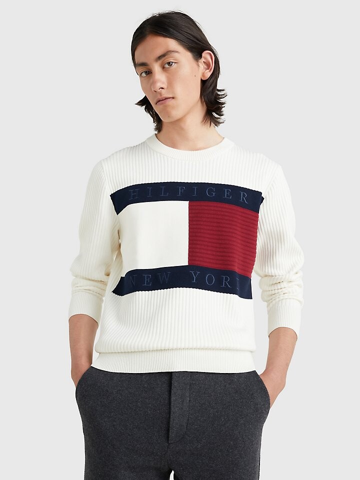 

Текстурированный свитер с флагом Tommy Hilfiger