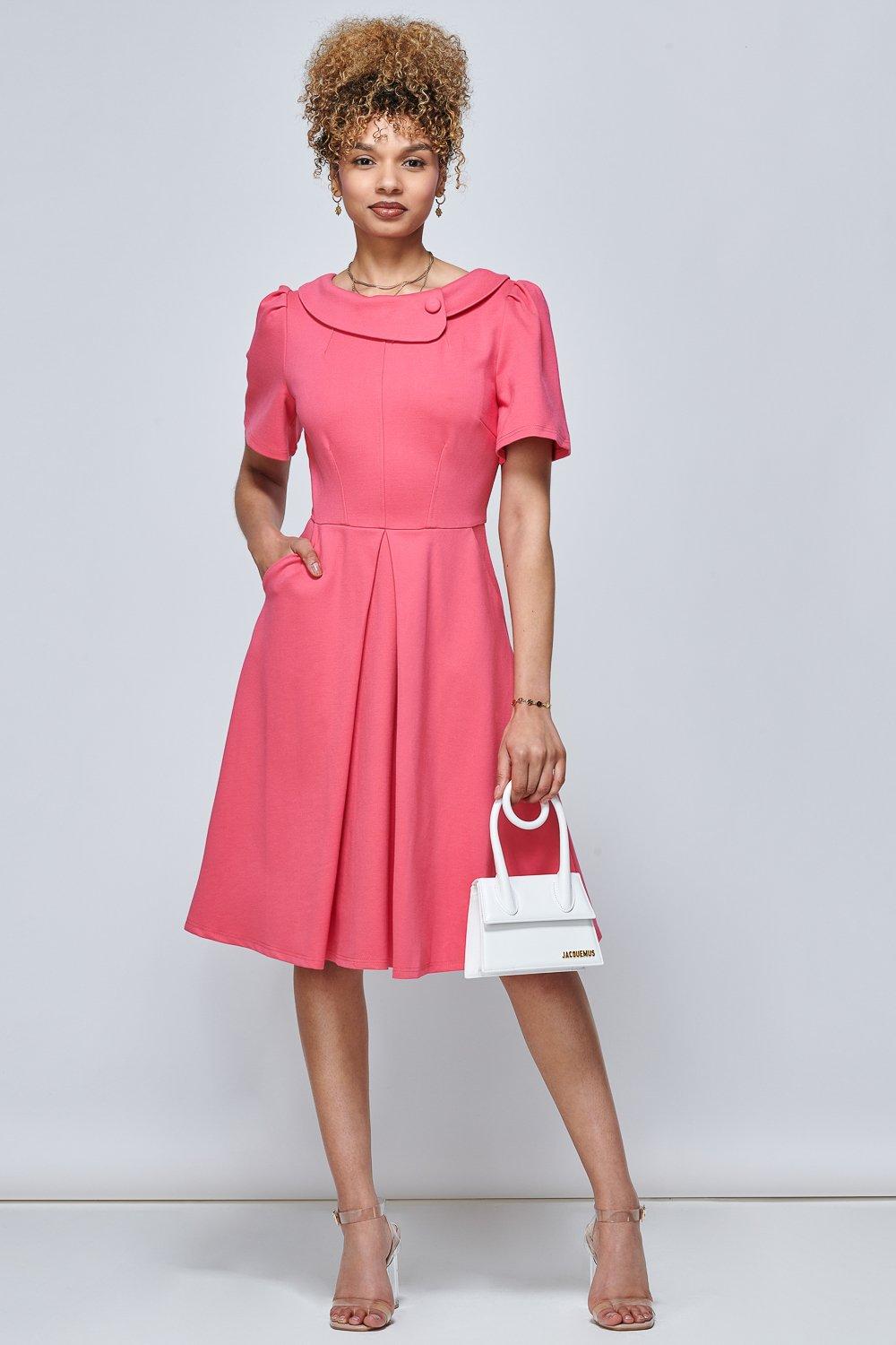 Платье Валенсия с воротником на пуговицах Jolie Moi, розовый