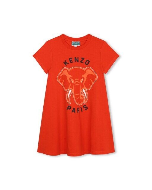 

Платье с короткими рукавами и рисунком спереди на девочку Kenzo Kids, красный