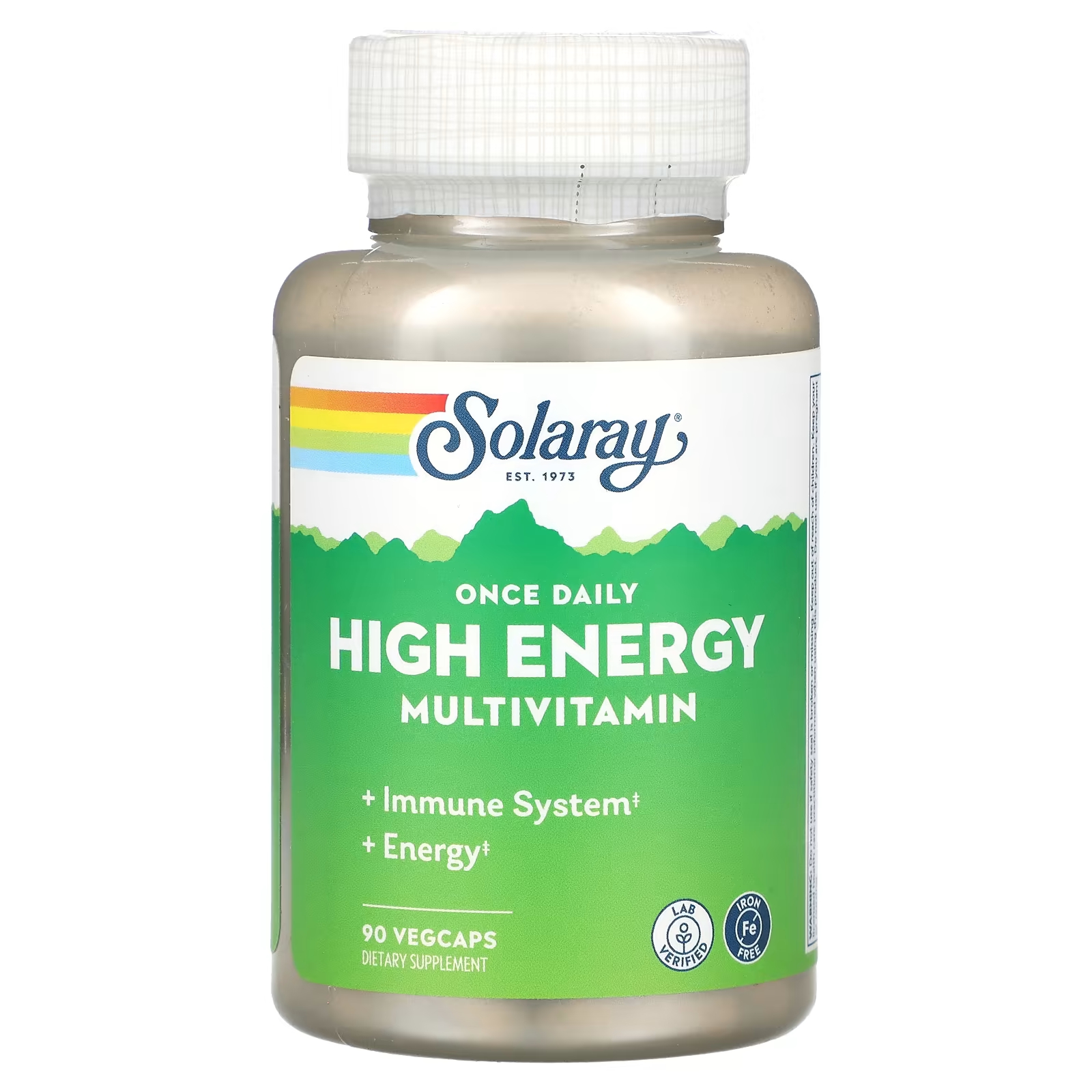 Solaray Высокоэнергетические мультивитамины без железа один раз в день, 90 растительных капсул multivitamin sunshine nutrition efferv orange lemon tabs 20 s
