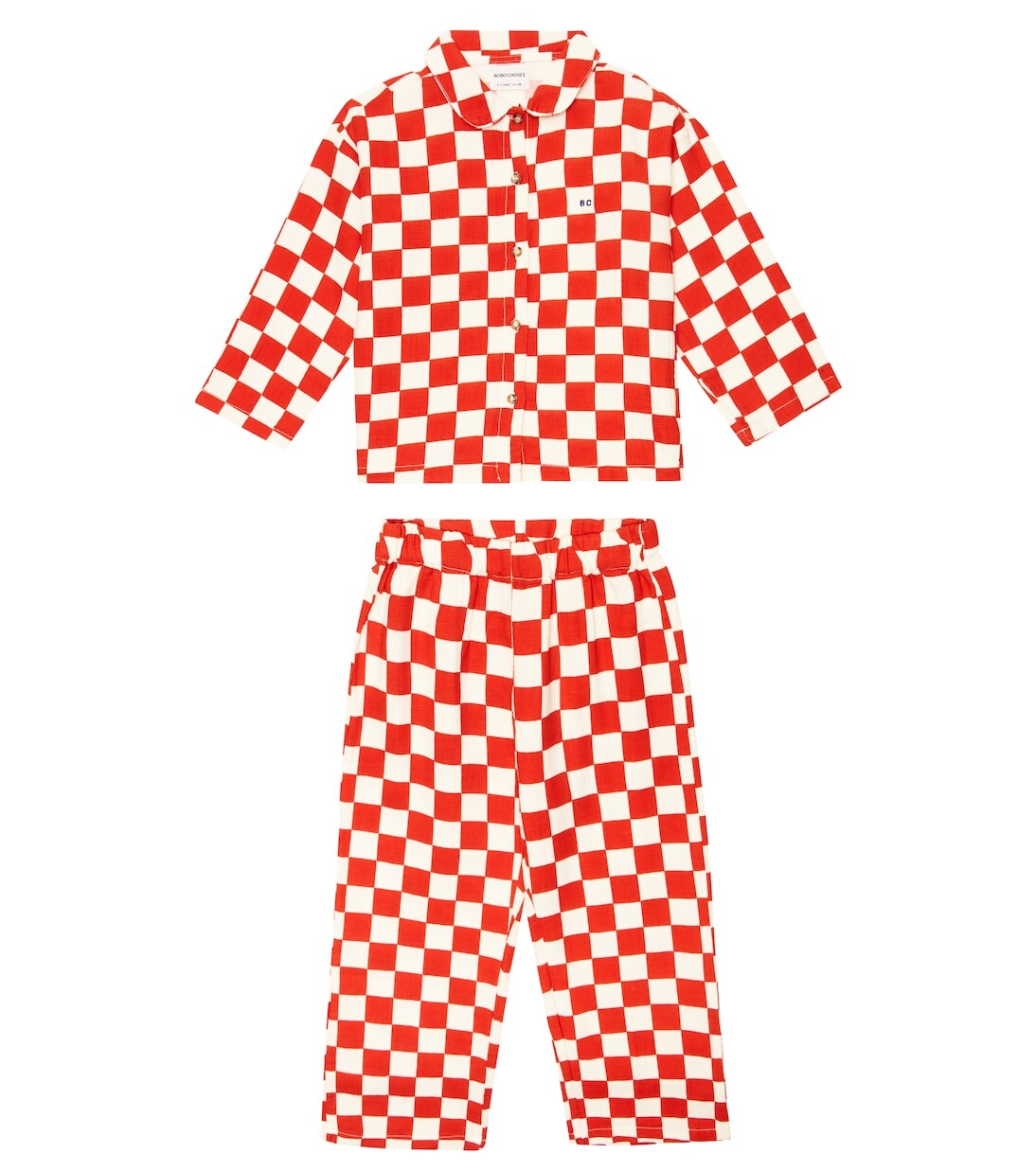 

Хлопковая пижама в шахматную клетку Bobo Choses, красный