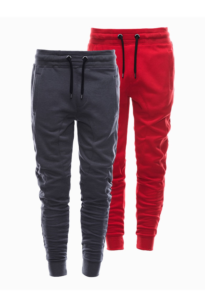 Спортивные брюки с боковыми карманами - 2 пары Ombre, красный зауженные спортивные брюки 2 пары ombre серый