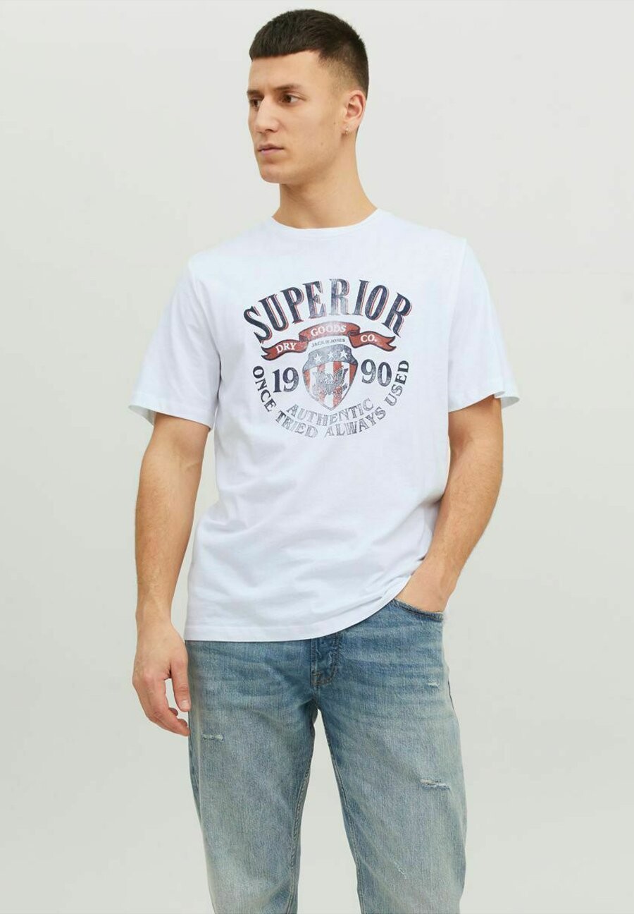 

Футболка с принтом Jack & Jones, молочный, Серый