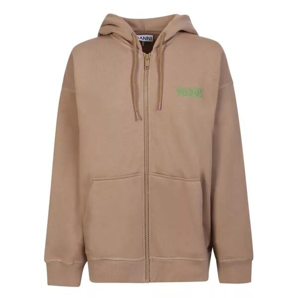 

Футболка beige organic cotton blend sweatshirt Ganni, коричневый