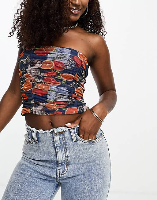 

Сетчатый корсет-бюстье с фруктовым принтом ASOS DESIGN