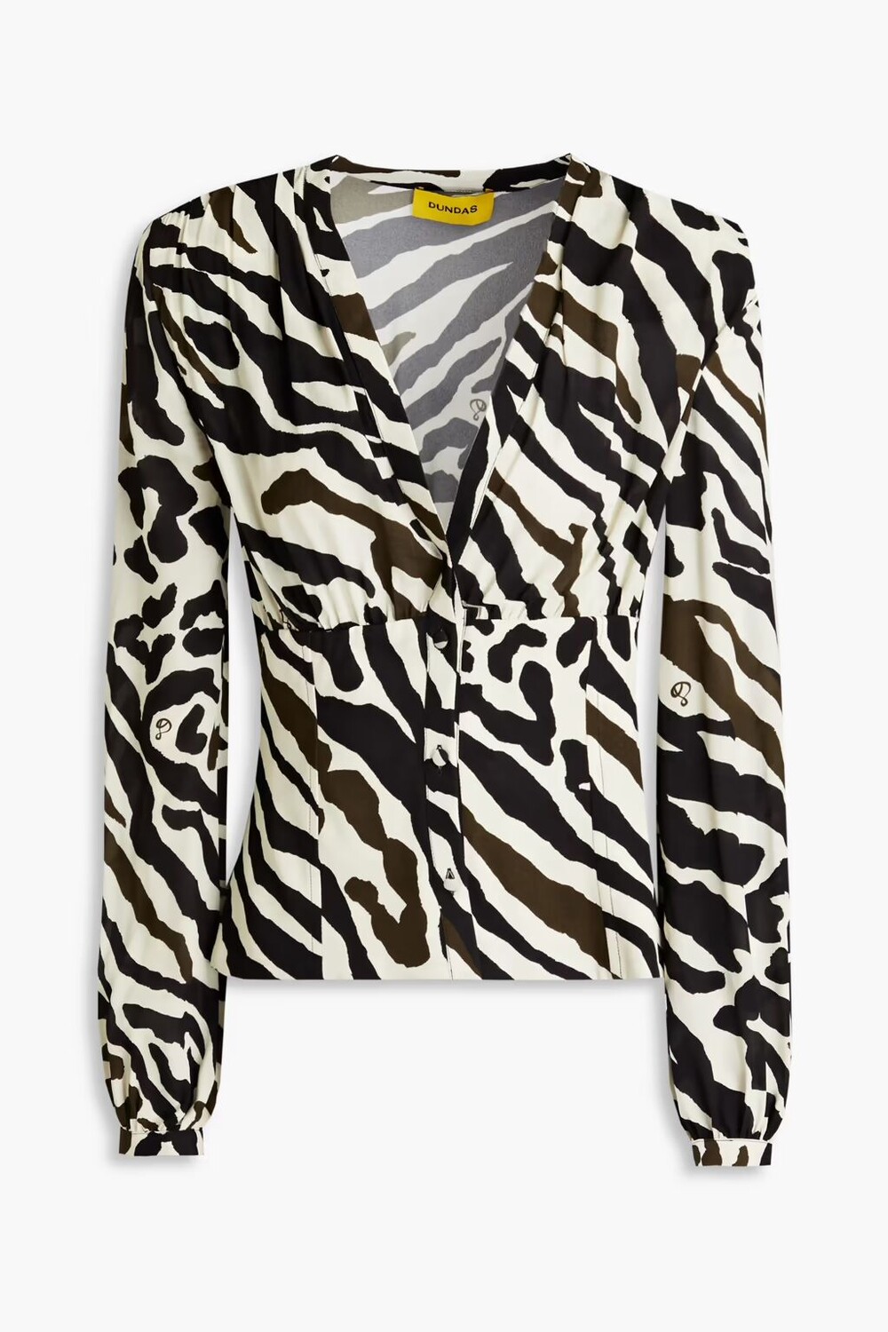 

Креповая блузка со сборками и зебровым принтом Dundas, цвет Animal print