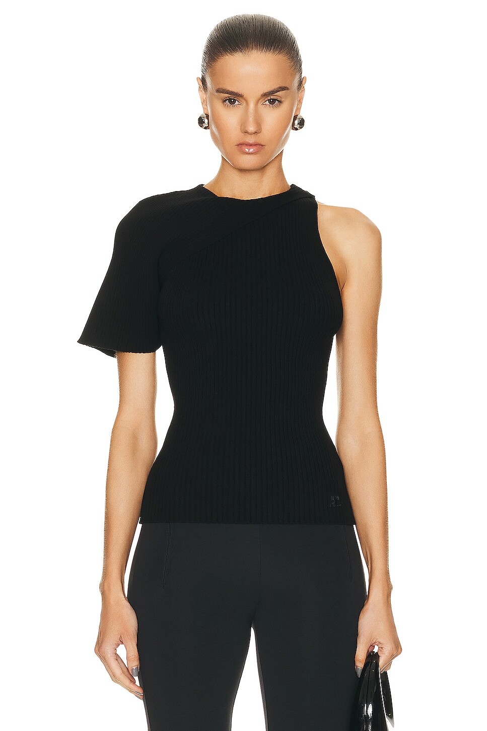 

Свитер Courreges Asymetrical Wave Rib Knit, черный