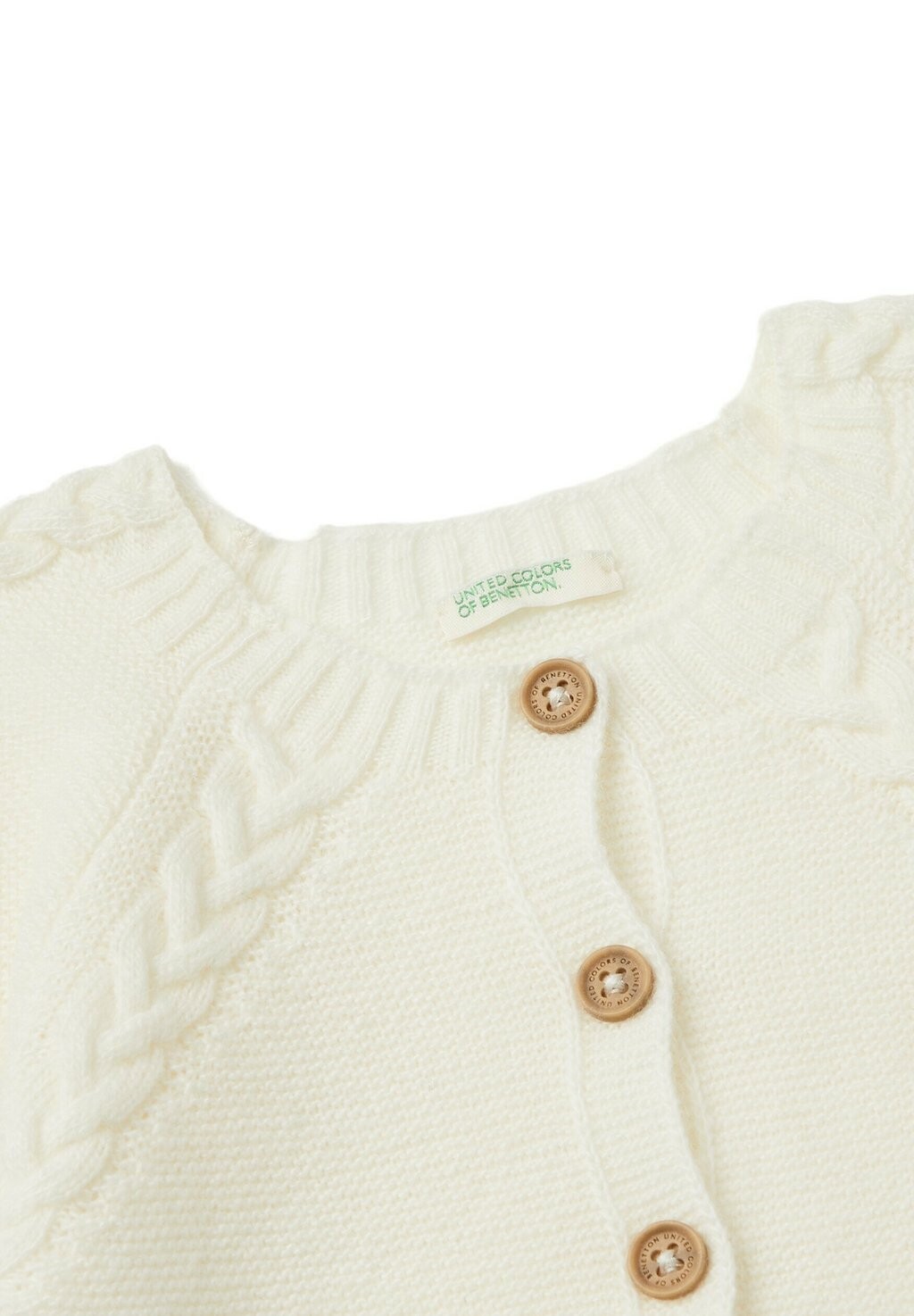 

Кардиган LINK STITCH CABLIN United Colors of Benetton, белый
