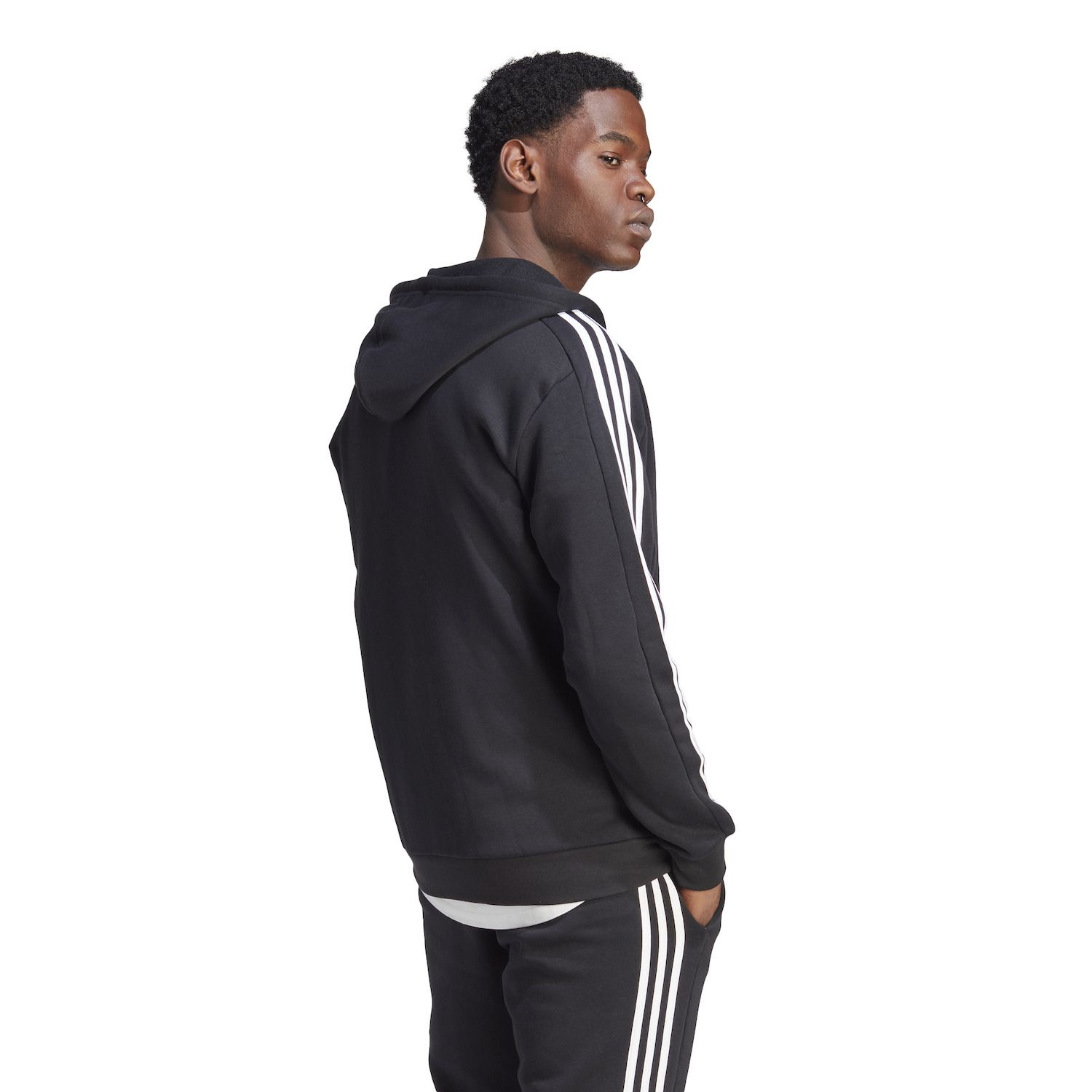 

Мужская флисовая худи с тремя полосками и молнией во всю длину adidas Sportswear Essentials