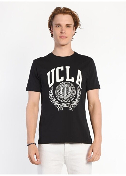 

Черная мужская футболка с круглым вырезом Ucla, Черный