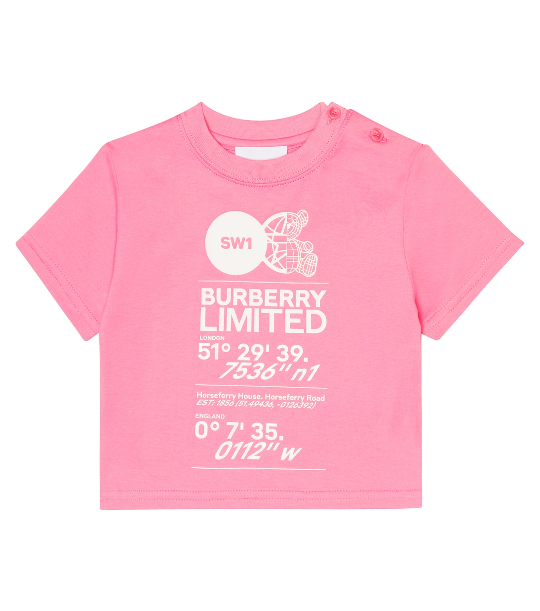 розовый кожаный клатч burberry белый Хлопковая футболка baby horseferry Burberry Kids, розовый