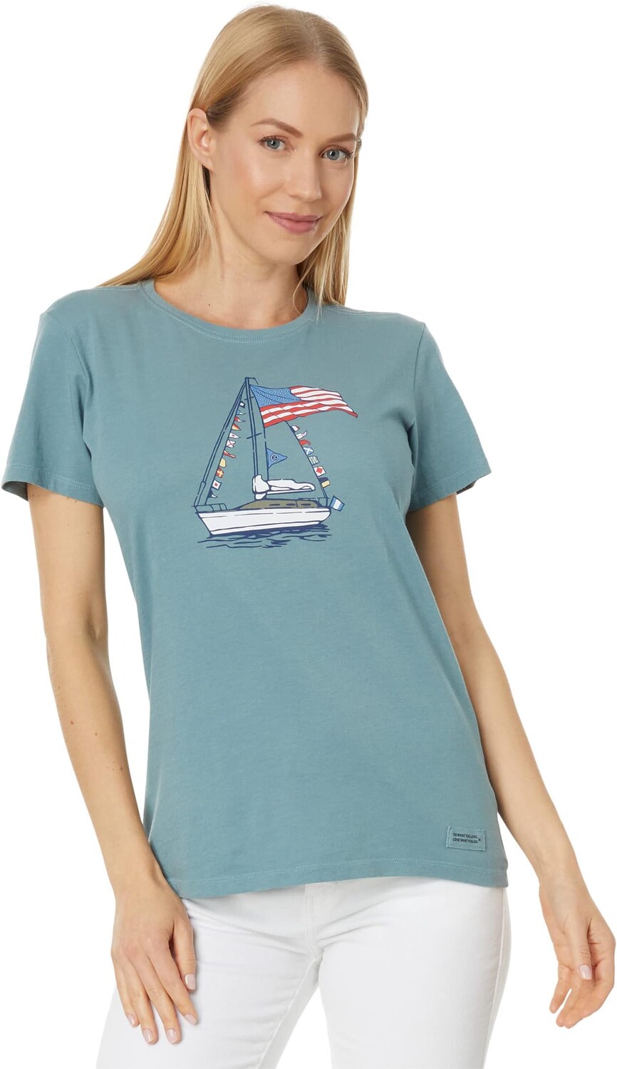 

Футболка USA Sailboat с короткими рукавами Crusher-Lite Life is Good, цвет Smoky Blue