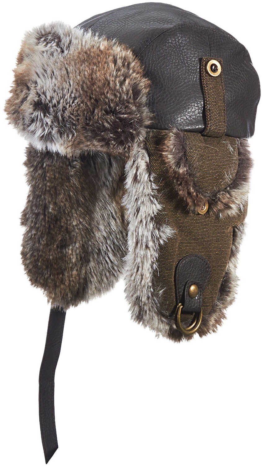 

Кепка-траппер из потертой веганской кожи Dorfman Hat Co., коричневый