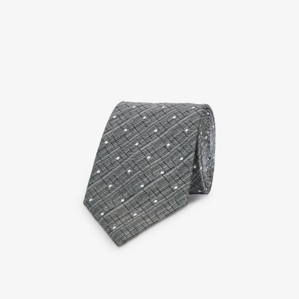 цена Шелковый галстук с фирменным узором Emporio Armani, цвет grigio