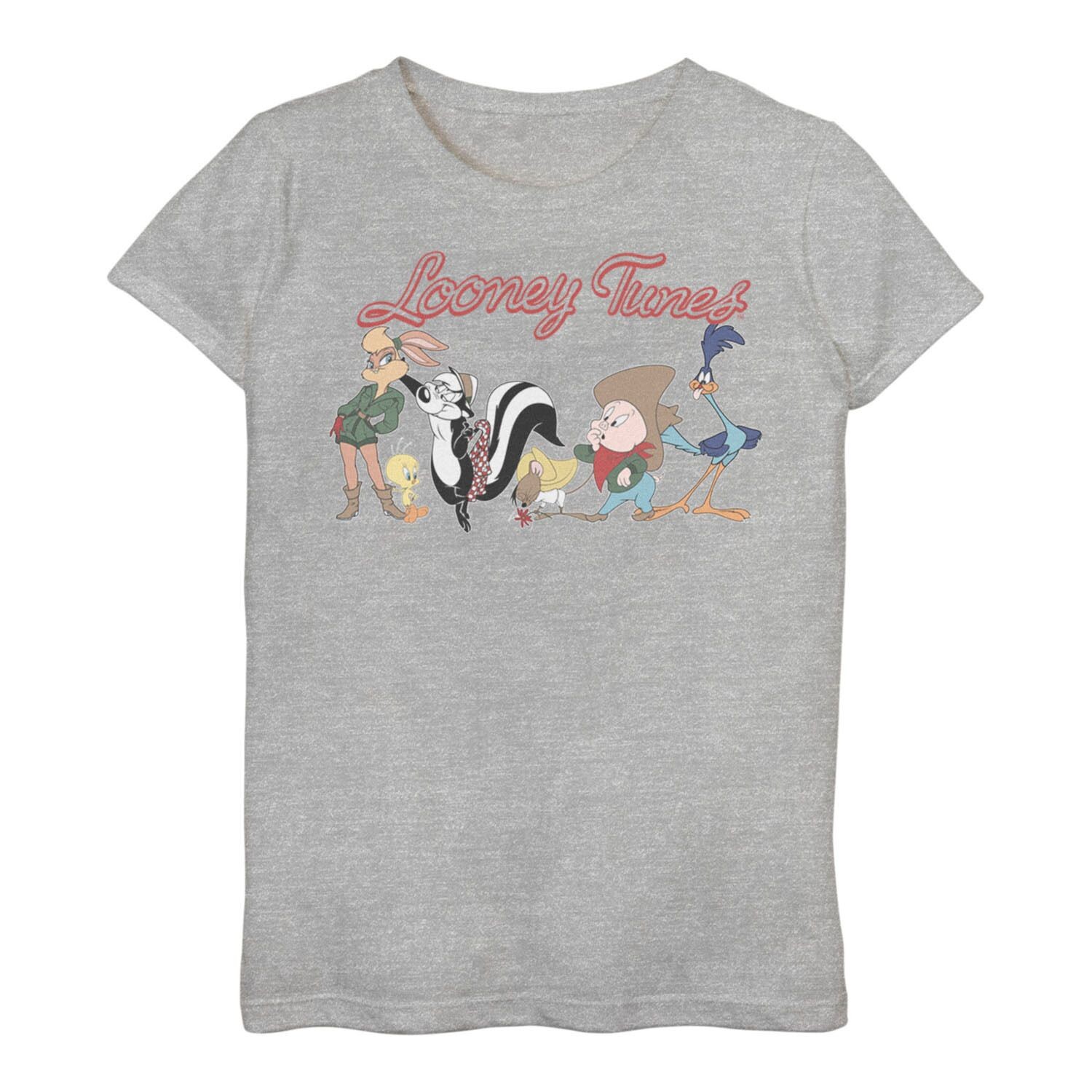 

Футболка в стиле ретро для девочек от 3 до 16 лет, групповая фотография Looney Tunes Licensed Character