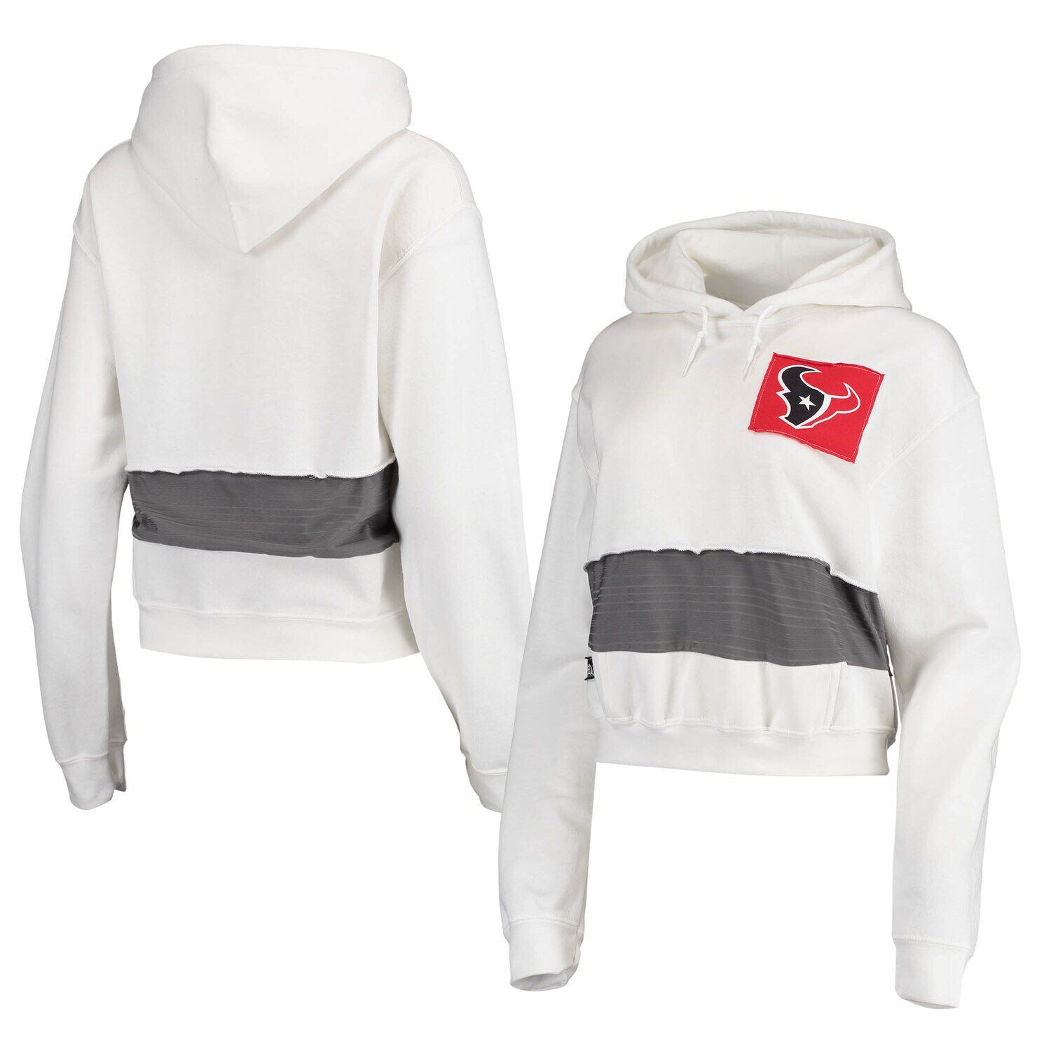 

Женский укороченный пуловер с капюшоном белого цвета Houston Texans Refried Apparel