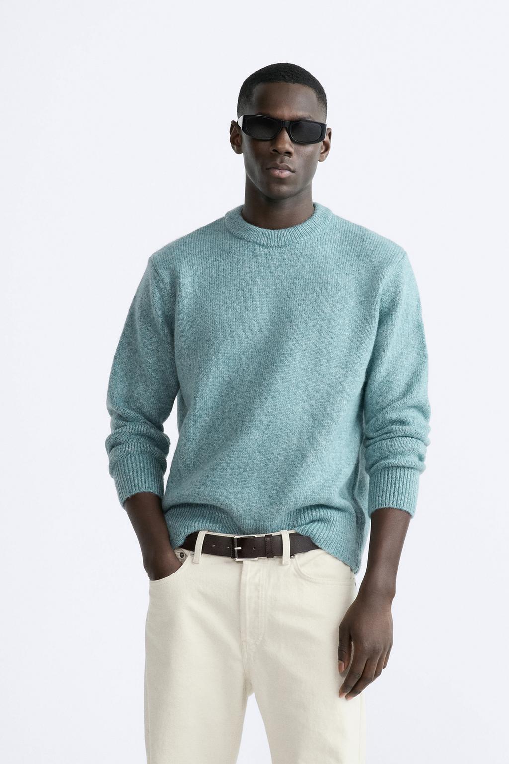 Текстурированный свитер ZARA, цвет морской волны
