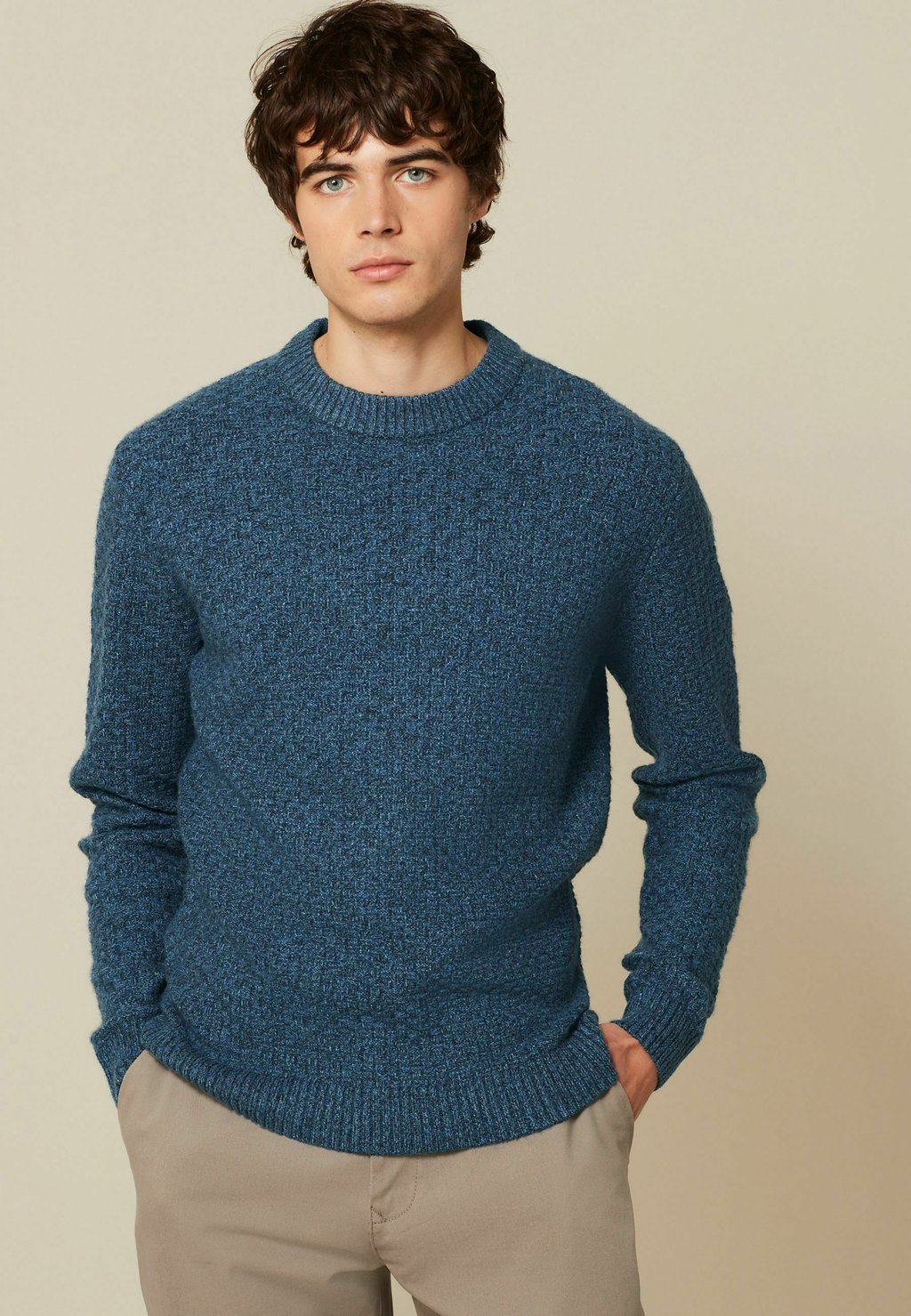 

Свитер Basket Textured Crew Neck Regular Fit Next, цвет navy blue