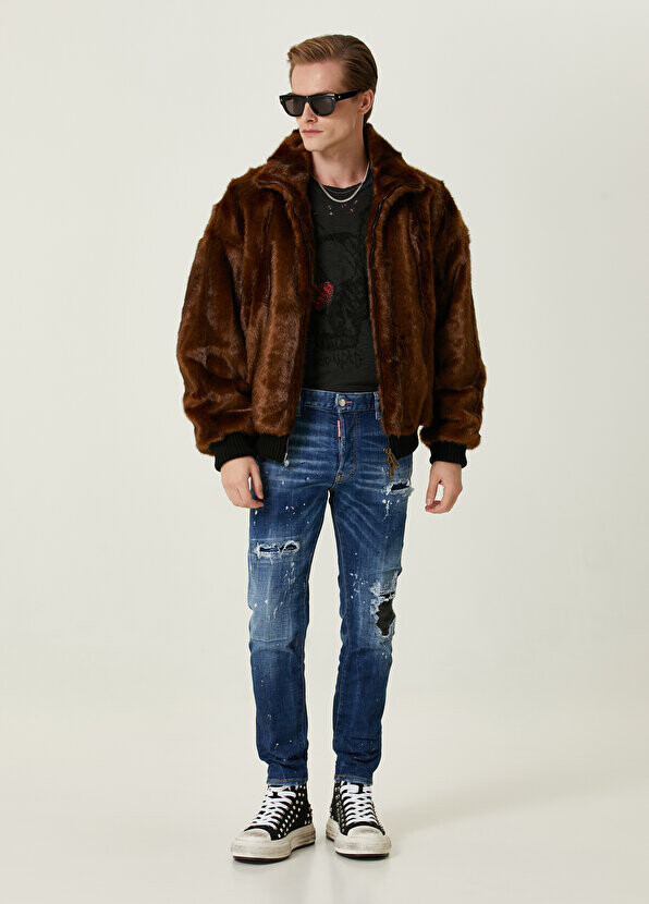 

Темно-синие джинсовые брюки super twinky с потертостями Dsquared2, Синий