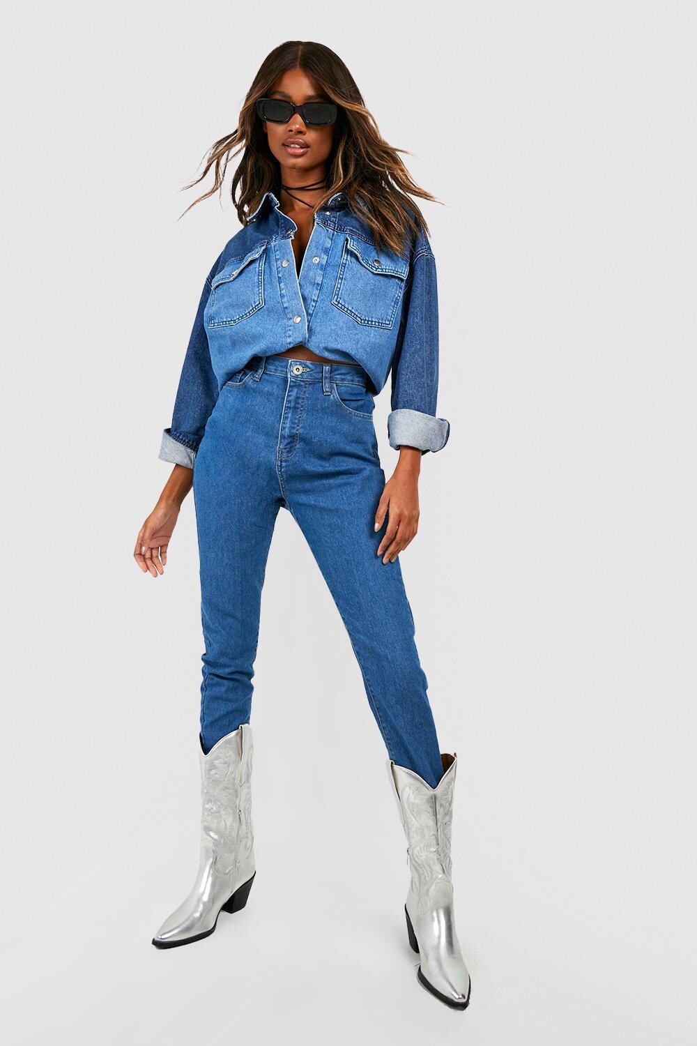 

Джинсы скинни с высокой посадкой basics Boohoo, синий