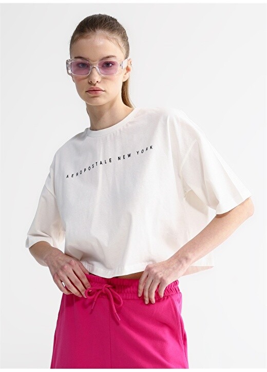 

Белая женская футболка с круглым вырезом с принтом Aeropostale, Белый