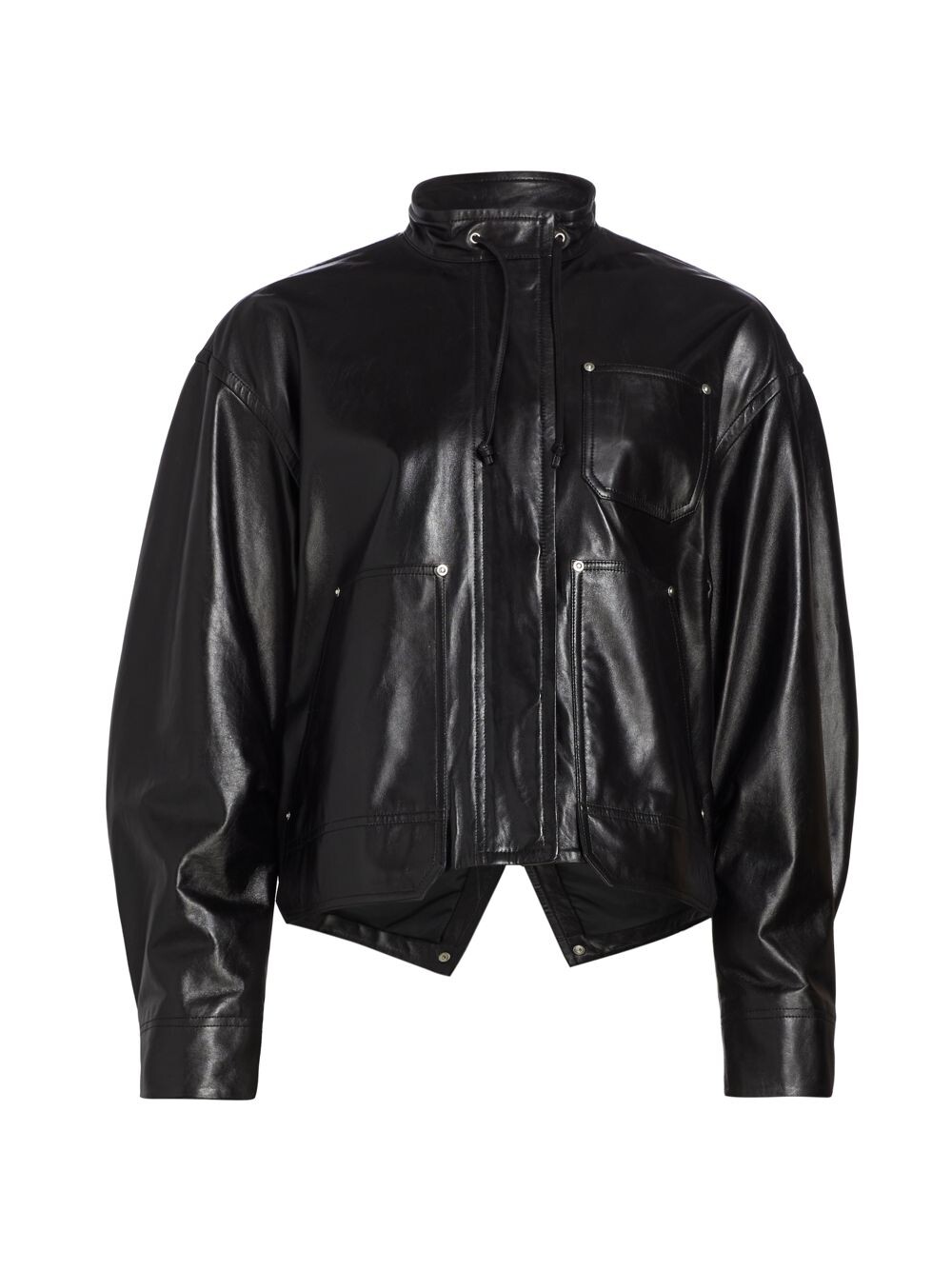 

Кожаный бомбер с кулиской Helmut Lang, черный