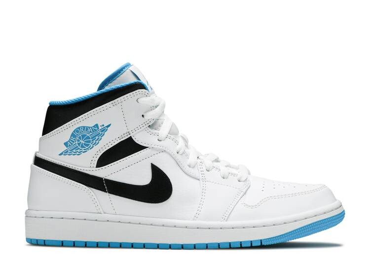 

Кроссовки AIR JORDAN 1 MID 'LASER BLUE', белый, Белый;серый