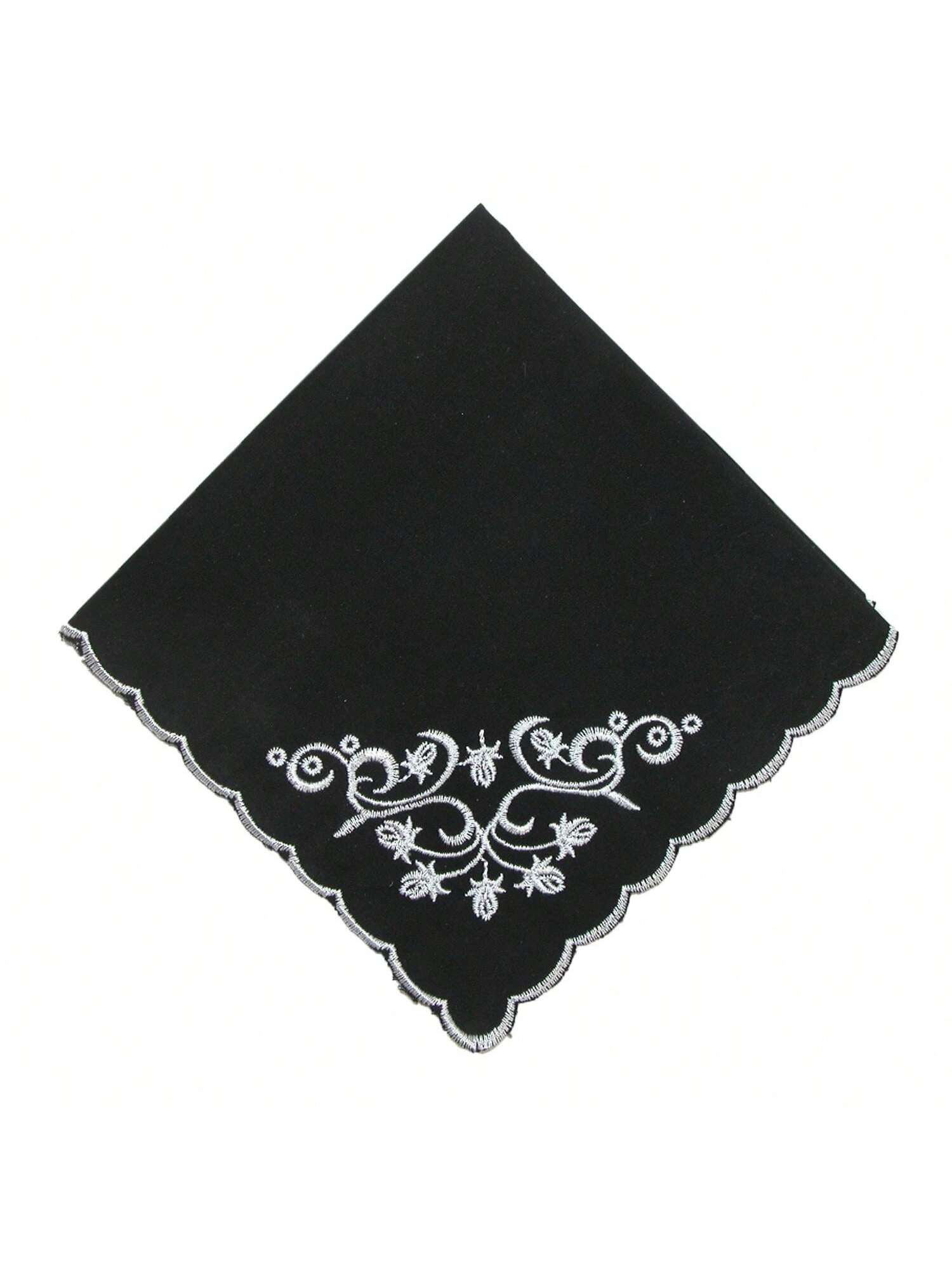 цена CTM Женский хлопковый черно-белый носовой платок с цветочным принтом, черный