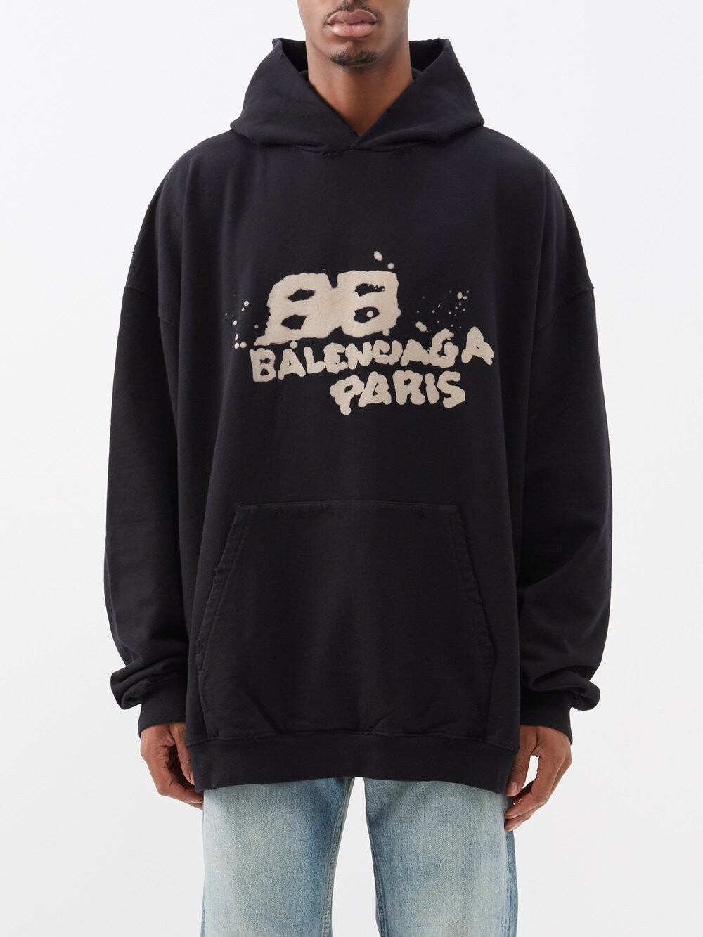 

Толстовка оверсайз из хлопкового джерси с логотипом bb Balenciaga, черный
