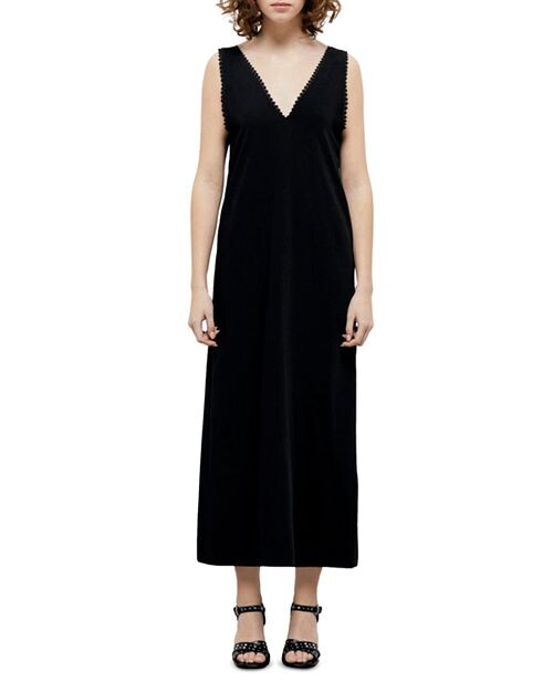 

Платье миди из крепа с кружевной отделкой The Kooples, цвет Black