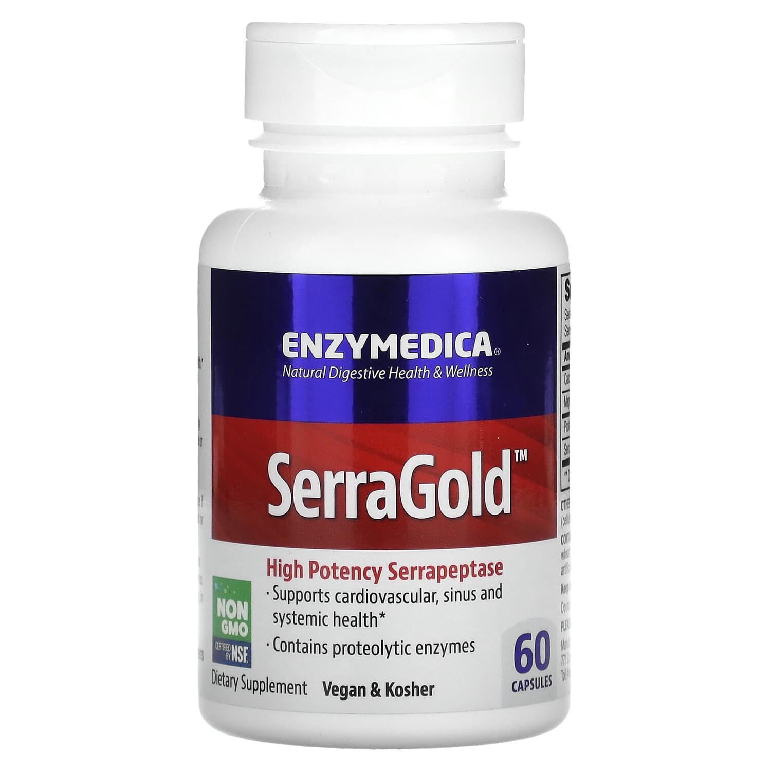 

SerraGold, высокоэффективная серрапептаза, 60 капсул, Enzymedica