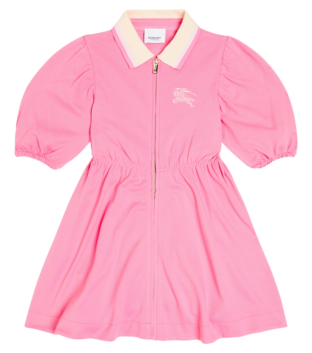 розовый кожаный клатч burberry белый Платье-поло из хлопка с вышивкой Burberry Kids, розовый