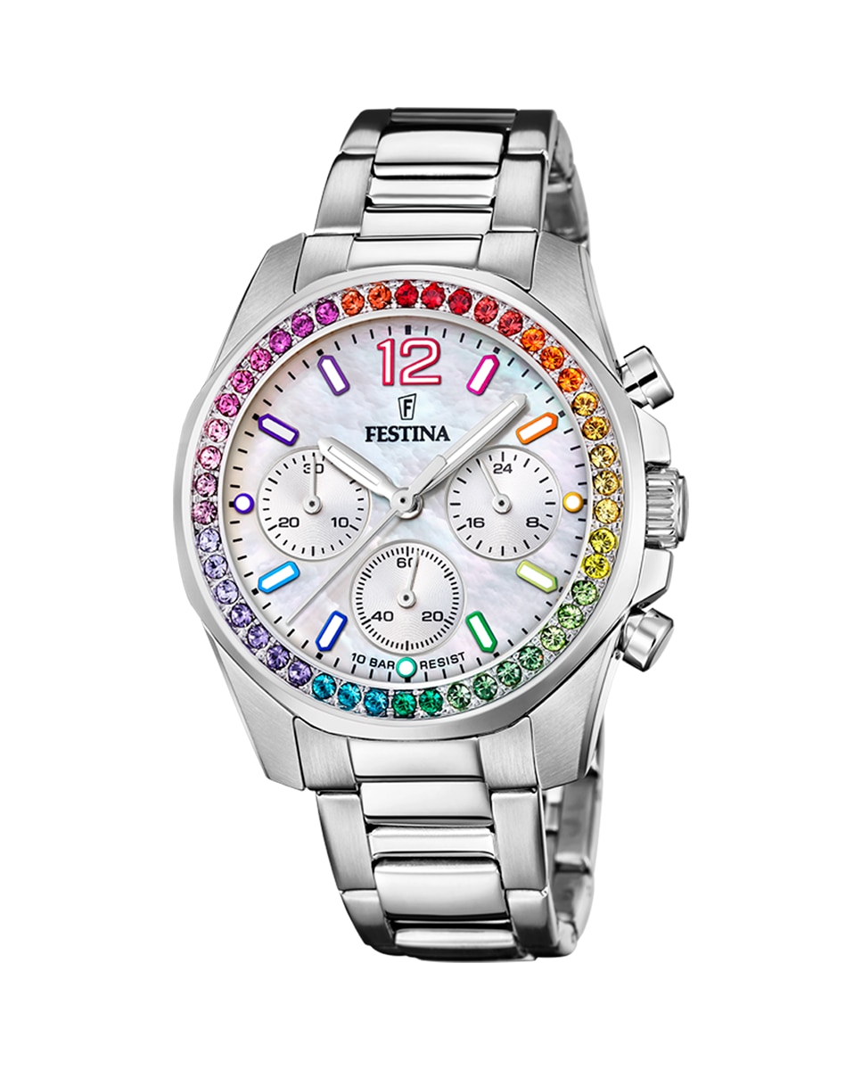 F20606/2 Женские часы Boyfriend со стальным и кремовым циферблатом Festina, серебро
