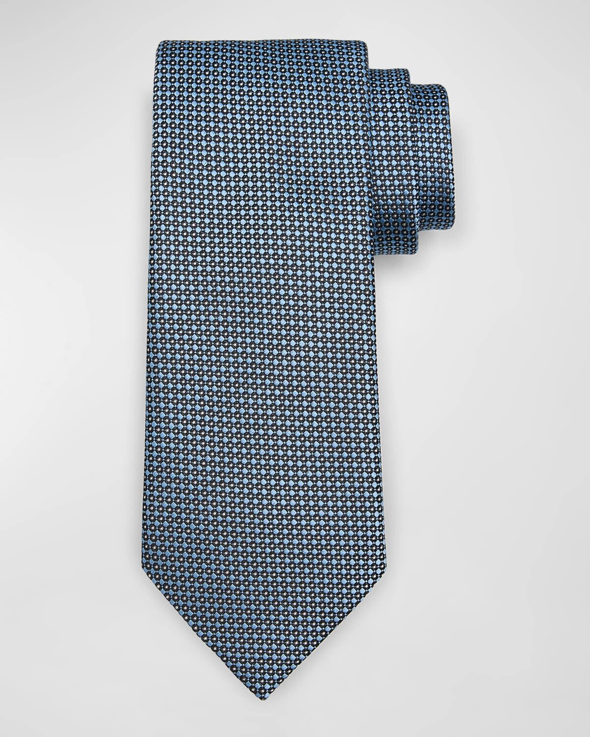 

Мужской шелковый галстук микрокруглого сечения Zegna, цвет Br Blu Micro-Fan