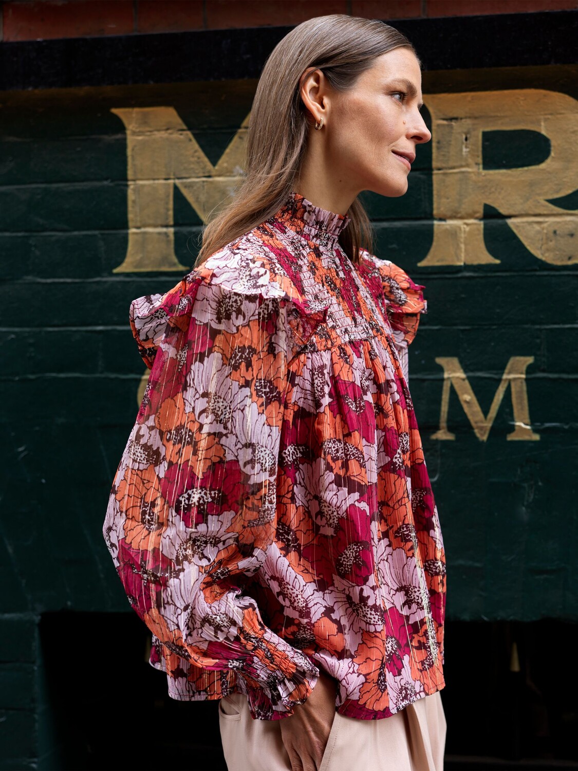 

Топ Great Plains Retro Poppy со сборками, винный/мульти