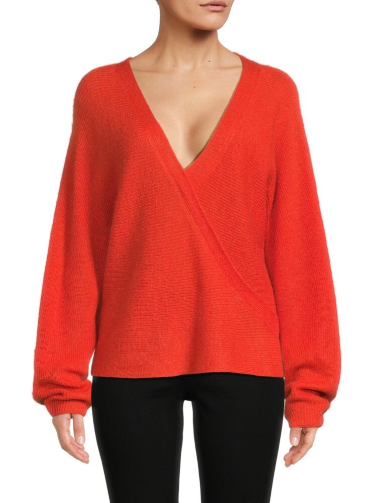 

Свитер с запахом и воротником из смесовой шерсти Surplice Vince, цвет Burnt Coral