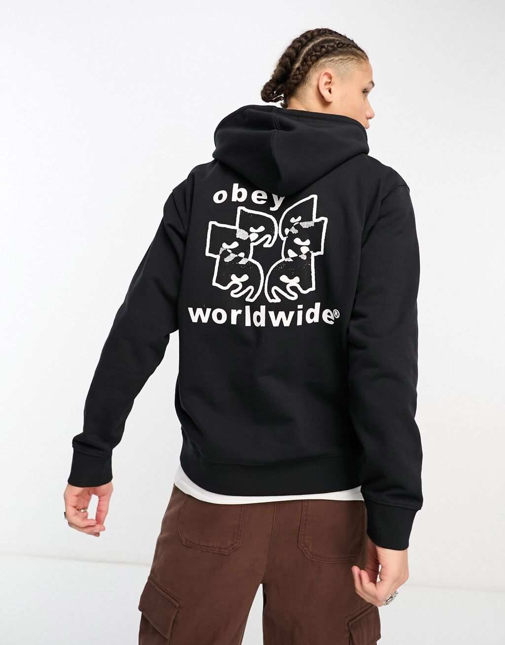 

Черная худи с принтом на спине Obey World Eyes, Черный