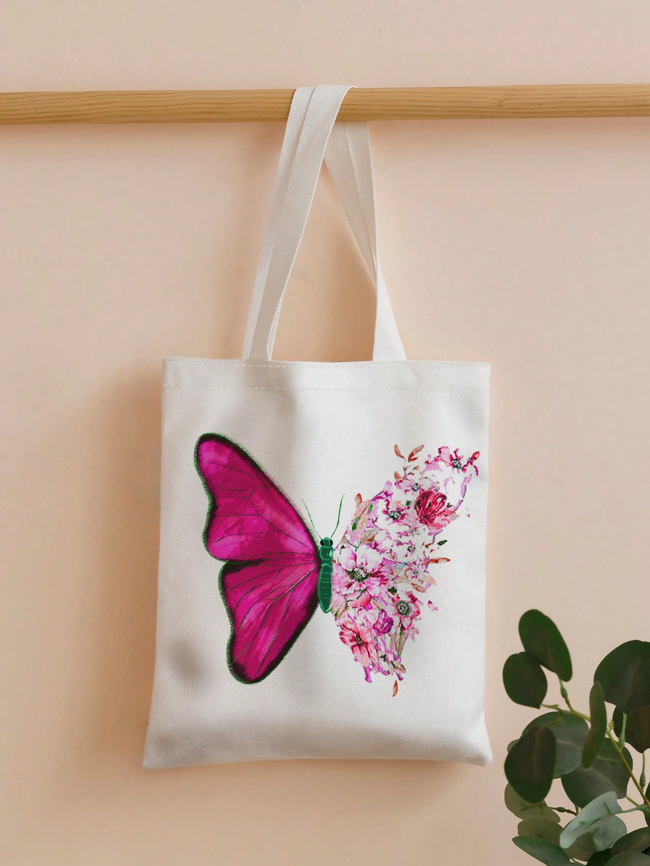 Сумка-шоппер с цветочным принтом и бабочкой, многоцветный маленькая сумка шоппер с цветочным принтом многоцветный