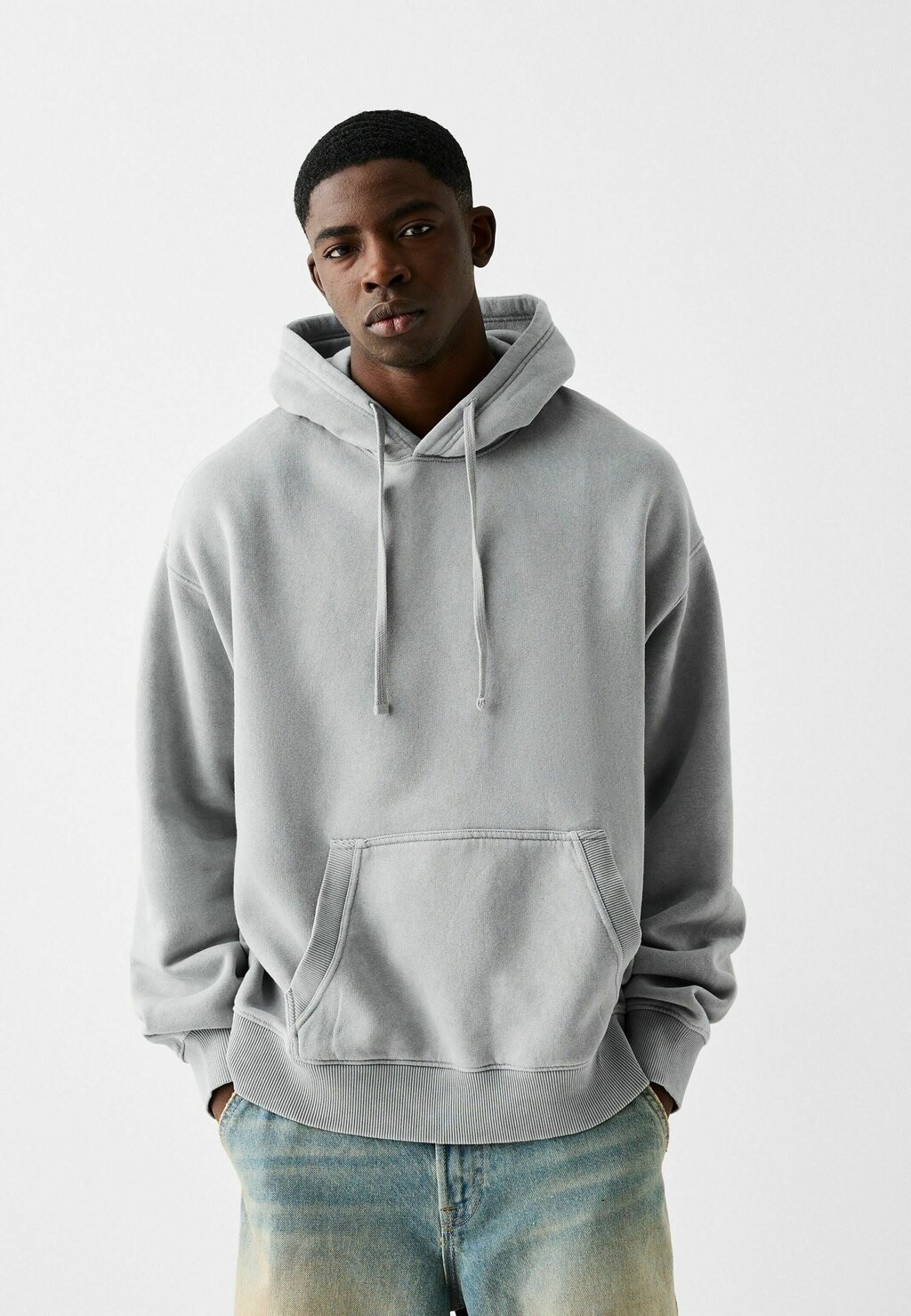 

Толстовка Faded-Effect Boxy Fit Bershka, цвет grey