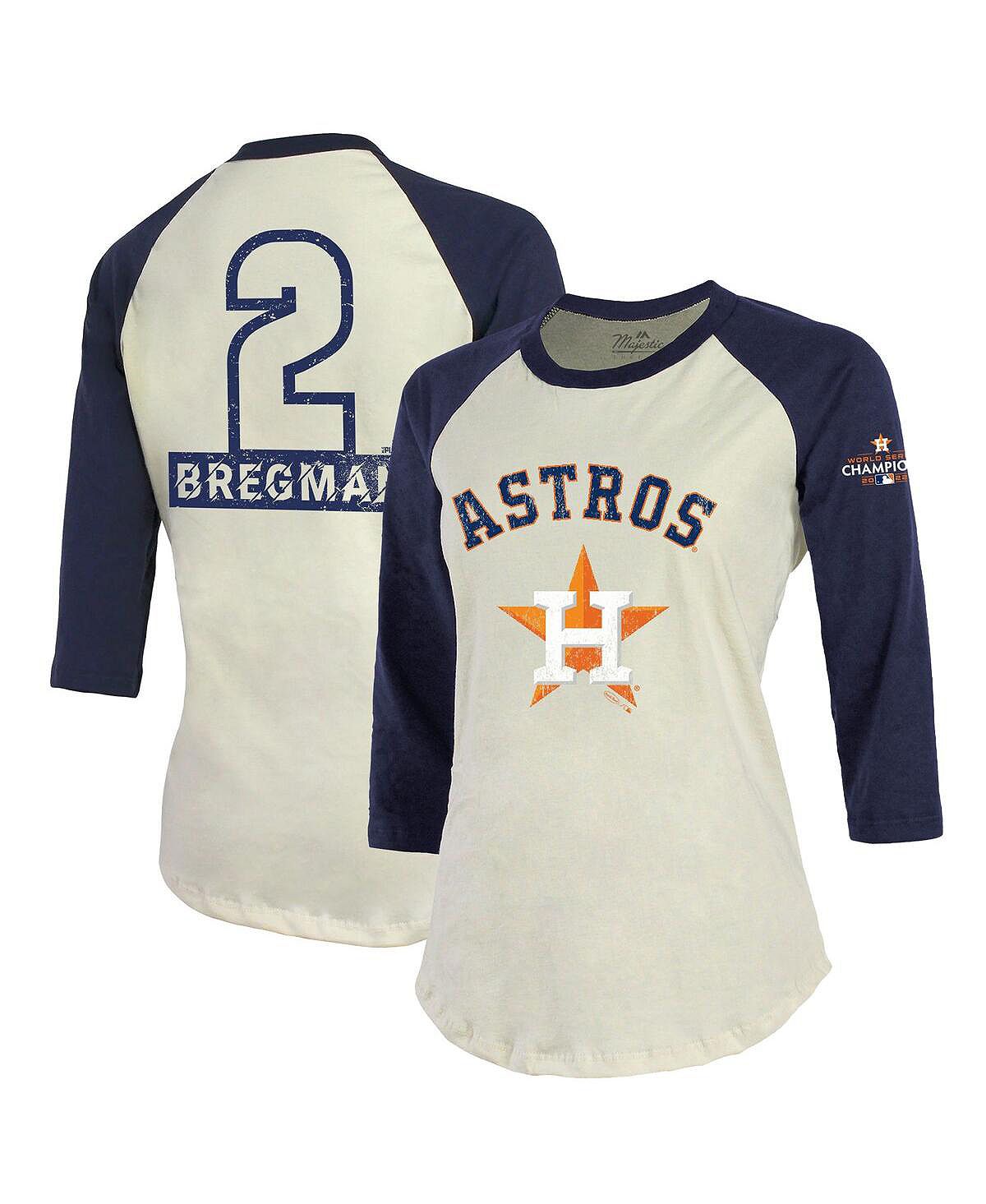 Женские нитки Alex Bregman Кремовый, темно-синий Houston Astros Имя и номер  чемпионов Мировой серии 2022 Футболка Softhand с рукавами реглан 3/4  Majestic – заказать по выгодной цене из-за рубежа в «CDEK.Shopping»