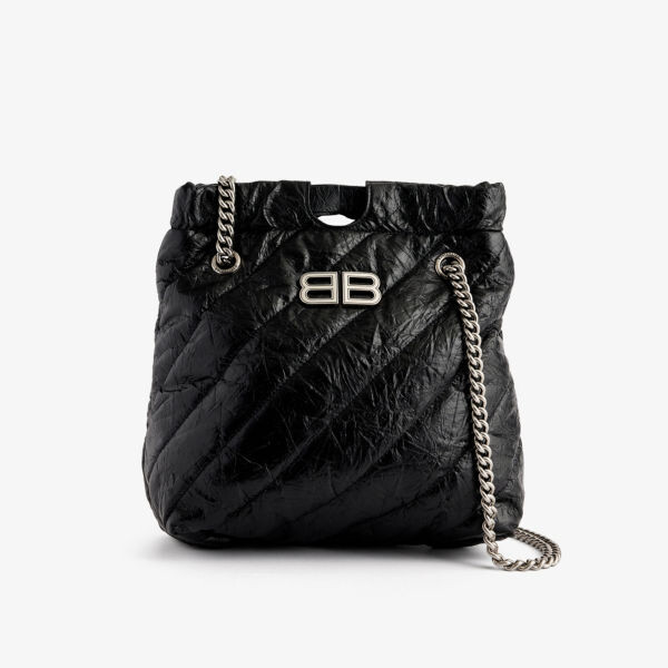 

Кожаная сумка-тоут crush с фирменной бляшкой Balenciaga, черный