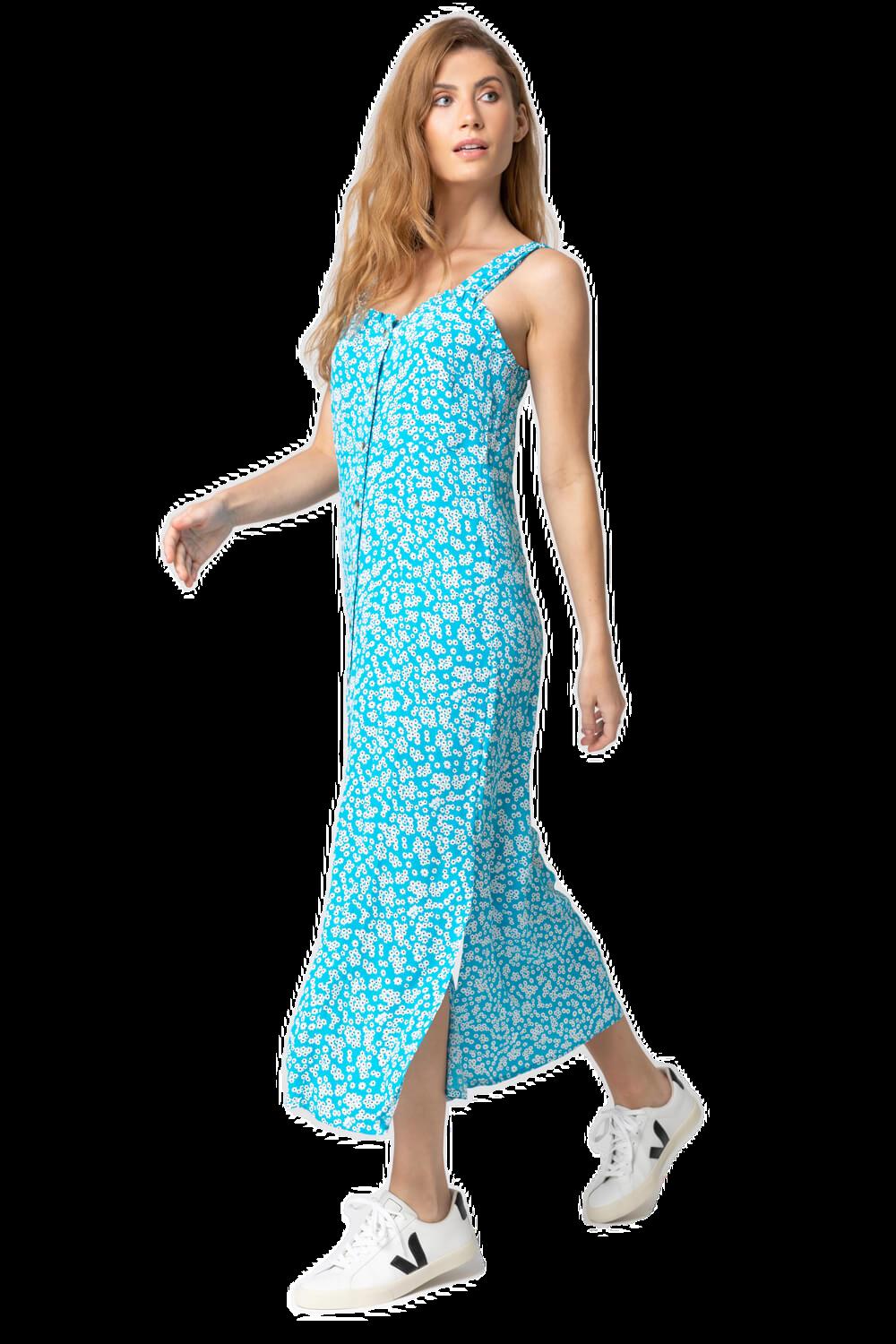 цена Платье на пуговицах с цветочным принтом в стиле Ditsy Roman, синий