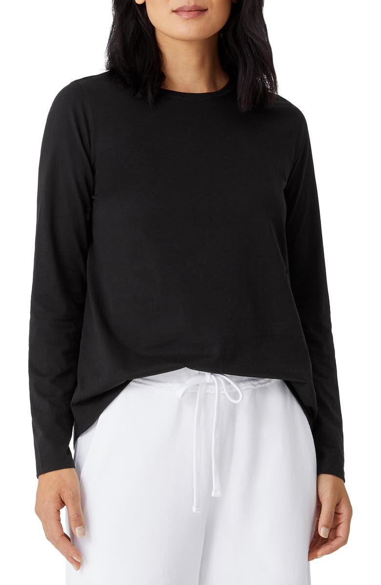 

Топ из органического хлопка с круглым вырезом EILEEN FISHER, черный