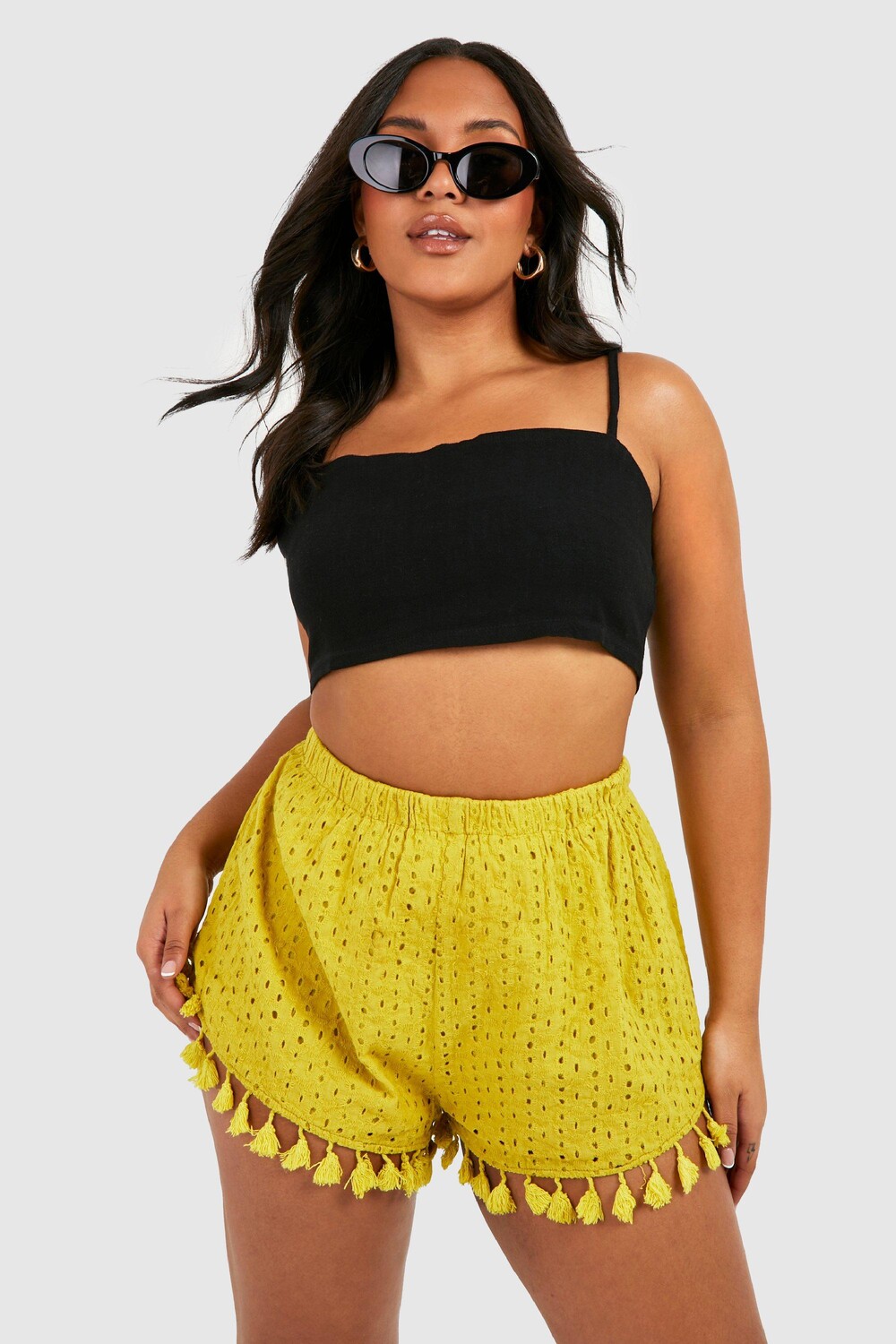 

Шорты plus с кисткой по низу Boohoo, лаймовый